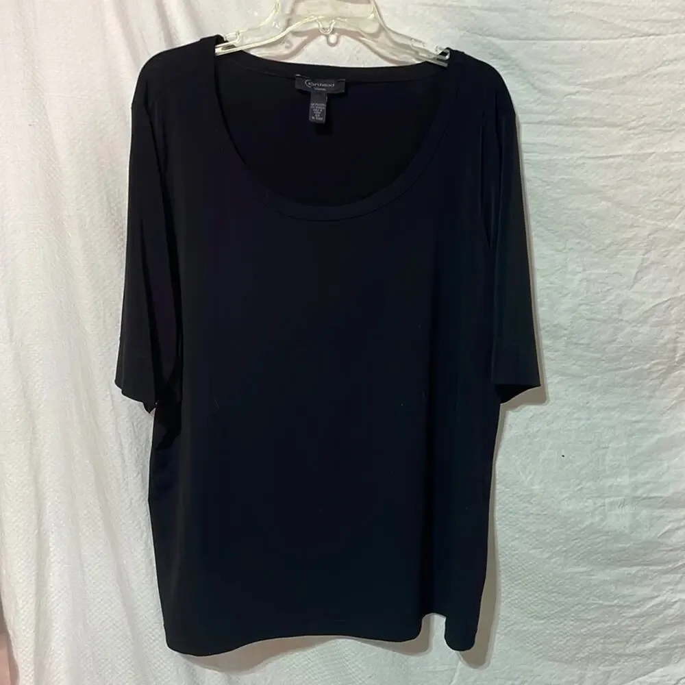 Context 3x black polyester spandex blend short sleeve scoop neck top guc